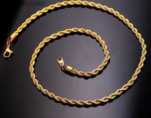18k Real Gold Plated rostfritt stål repkedjhalsband för män guldkedjor modesmycken gåva