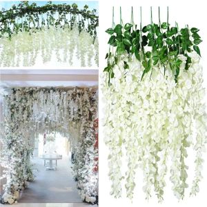 45inch Artificial Wisteria Flowers Fake Wisteria Vine Ratta Hanging Garland Silk Flower String Home Wedding Decorative