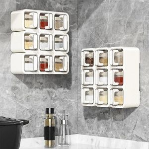 Storage Bottles Wall Mount Spice Containers With Spoon Rack Seasoning Box Supplies Hanging Condiment Organizer Container