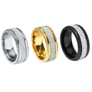 3 Stück coole Titan-Eis-Textur-Ringe für Männer, 8 mm, Modeschmuck, Verlobung, Hochzeit, Versprechen, Bandringe für ihn, Größe 8–14