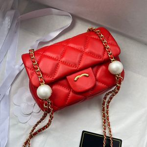 17 cm kvinnor Mini Flap CF Crossbody Bag Designer Wallet Pearl Chain Underarm Bag Lambskin Diamond Lattice Luxury Evening Clutch Vintage Handväska Trend Coin Purse