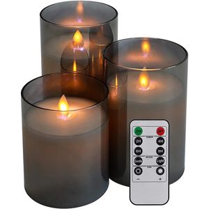 3Pcs/Set Led Flameless Electric Candles Light Acrylic Glass Battery Flickering Fake Tealight for Wedding Party Christmas Decor 240326