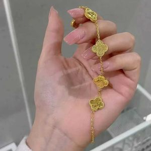 Vans New Broken Ice Clover Bracelet 999 Gold Double Double Double Explosive Sparkling Five Flower Handicraft Light Luxury Prese