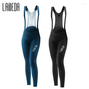 Racing Pants LAMEDA Women's Cycling Bib Thincken Bike Trousers With Straps Spring Summer Bicycle Padded Reflective MTB Clothing