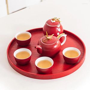 Наборы чайной посуды Китайский чайный подарочный набор Сервисный фарфоровый горшок Чашки Поднос для церемонии жениха и невесты Свадебная вечеринка Сувенирная поставка