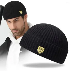 Berretti da uomo Skullcap Street Style Berretti hip-hop Berretti senza tesa larghi con melone Polsino Docker Cappelli da pescatore Cappellino invernale caldo lavorato a maglia