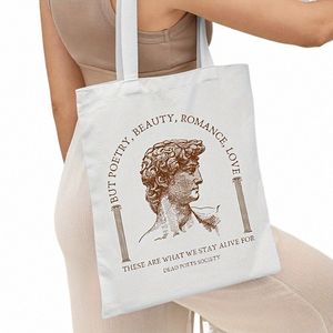 Death Poet Society Dark College Mönster Tygväskor med gratis fartyg Återanvändbar butiksväska Canvas Tote Fi Handväskor I3IZ#