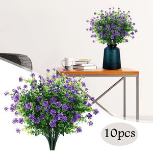 Flores decorativas 10 peças de vegetação de plástico falso plantas artificiais ao ar livre decoração de casa