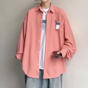 Men's Casual Shirts Harajuku Long Sleeve Solid Men Big Size M-5XL Spring Autumn Cargo Shirt Korean Fashion Oversize Blouses Hombre