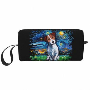 Jack Russell Terrier Night Sky Travel Cosmetic Bag para Mulheres Dog Pet Maquiagem Higiene Pessoal Organizador Ladies Beauty Storage Dopp Kit N7lj #