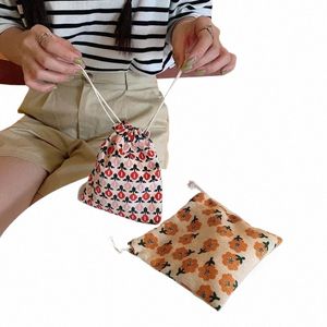 2024 Plaid Canvas DrawString Bag Small Size Storage Bag Christmas Gift Candy Jewelry Organizer Cosmetic Coins Keys Packing Påsar 77EU#