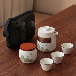 Teaware Sets Creative Ceramic Complete Set Of Remote Mountain Travel Tea Portable One Pot Three Cups Easy To Store Office