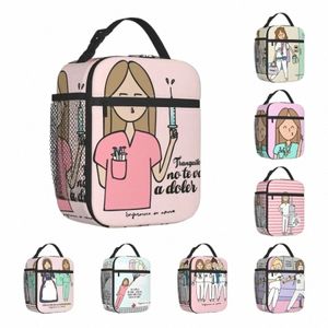 Borse per il pranzo isolate Borsa termica per il pranzo Ctainer Enfermera En A Doctor Nurse Medical Lunch Box Tote Borse per alimenti Picnic g4DA #