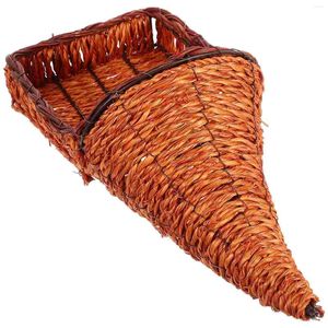 Dinnerware Sets Bamboo Ox Horn Shaped Storage Basket Bread Snack