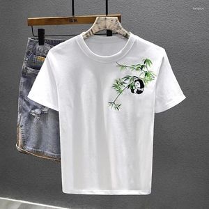 Erkek Hoodies 2024 Yaz Çin tarzı Panda Kısa Kollu Erkekler O Boyun T Shirt Moda Harajuku Basit 2xl büyük boy çift kıyafet siyah