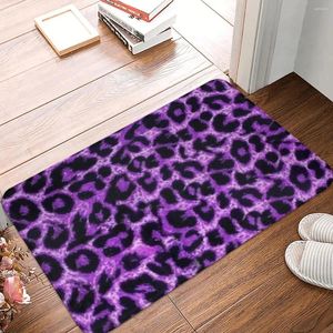 Bath Mats Purple Leopard Mat Animal Bathroom Kitchen Shower Door Anti-Slip Waterproof Foot Custom Toilet