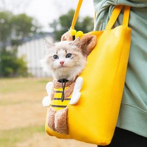 猫キャリア魅力的なペットキャンバスバッグ洗える通気性ウェアラブルビー型の肩甲介者キャリア多目的
