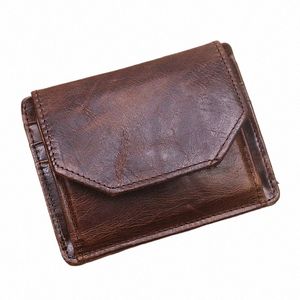 Carteira de couro genuíno para homens masculino original couro vintage curto carteiras masculinas bolsa com titular do cartão id janela moeda bolso 78y5 #