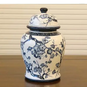 Butelki do przechowywania Plum Flower Ink Malowanie ceramiczne słoiki z pokrywkami cukierki garnki biurka