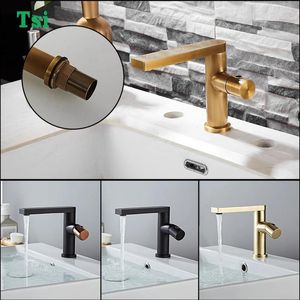 Badezimmer-Waschtischarmaturen, Waschbecken-Wasserhahn, modern, Schwarz/Gold, Einhebelmischer und kalt