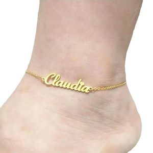 Anklets 사용자 정의 이름 개체 맞춤 보석 맞춤형 스테인리스 스틸 Enkelbandje 로즈 골드 컬러 명령판 발목 팔찌 Cheville1