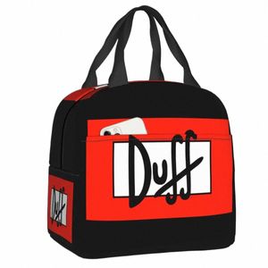 Duff Beer Isolated Lunch Tote Bag For Women Barn Återanvändbar Cooler Thermal Lunch Box Work School Food Picnic Ctainer Bags H1oc#