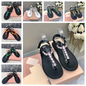 Sapatos de grife sandálias femininas chinelos de fundo plano chinelos sandálias de diamante chinelos confortáveis sandálias de corda grossa sandálias planas de praia sola preta minimalista