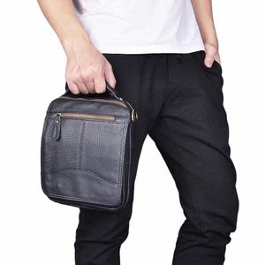 Original äkta läder manlig casual axel Menger Bag Cowhide Fi Cross-body Bag 8 