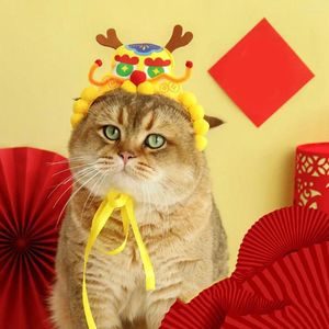 Одежда для собак, регулируемая шляпа для домашних животных, китайский дракон, праздничные украшения, празднование года, милый головной убор на шнуровке