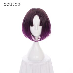 Peruki ccutoo 35 cm damska miss kobayashi's smokowa pokojówka Elma jouii czarna / fioletowa syntetyczna cosplay cosplay pełna peruka