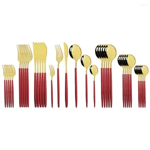 مجموعات أدوات الموقف أدوات المائدة مجموعة 36pcs أدوات مائدة ذهبية حمراء ملونة