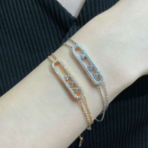 Meiss Jewlery Designer for Women Messikas Jewelry Luxury Bracelet Light Luxury Full Diamond Three Diamond Sliding Time Running Bracelet Womens Network Red Small