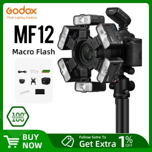 GODOX MF12 MF12-K2マクロフラッシュ2ライトキットミニスピードライトビルトインゴッドオックスXシステムTTLフラッシュ +マクロショット用カラーフィルター