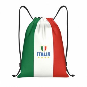 Niestandardowa flaga Włoch Torby z sznurkiem plecakiem mężczyźni kobiety lekkie worki worka sportowego do podróży R4SH#