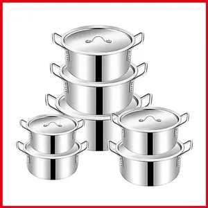 Double Boilers Kitchen 16 To 28 CM Soup Pot Aluminum Utensils Suit 7 Pieces Factory Price Gifts Gadgets And Accessories