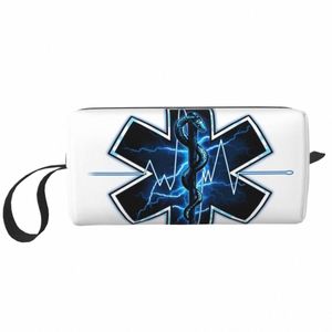 Star Of Life Ambulanza Medica EMT Battito cardiaco Logo Borsa cosmetica Donna Carino Custodia per trucco di grande capacità Beauty Storage Borse da toilette 94DX #