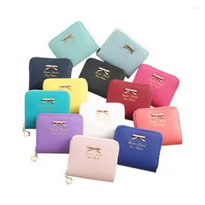 Кошельки Корейский модный маленький кошелек женский бант мини-молния короткий кошелек для мелочи сумка держатель