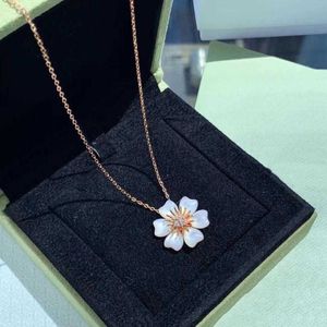 Designer High Version Van Flower Necklace 925 Sterling Silver Plated 18K Gold White Shell Sunflower Six Petal Pendant Collar Chain