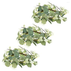 Party Decoration 3 Pcs Artificial Ring Faux Flower Garland Eucalyptus Leaves Wreath Rings Small Iron Wire Wreaths