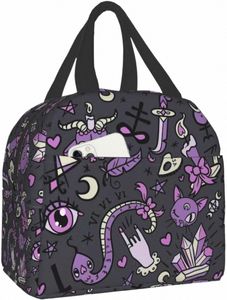 Magic Witch Goth Lunch Box återanvändbar lunchväska isolerade måltidsäckar mat ctainer för pojkar flickor män kvinnor arbetar resepicknick t7ne#