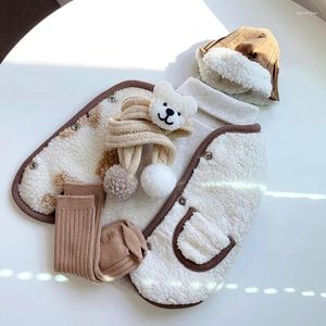 Dog Apparel Free Scarf Pet Cotton Coat Small Winter Jacket Bichon Warm Open Button Shirt Poodle Solid Colour XS-XL