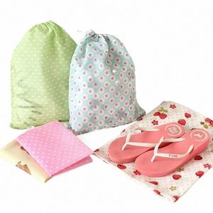 new Women Cott Travel Pouch Storage Clothes 28.5x33.5cm Fi N-Woven Fabric Portable Drawstring bags Girls Shoes Bags S8jM#