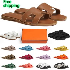 Z pudełkiem darmowa wysyłka sandały dla kobiet slajdów suwaki kaski Claquette Triple Black White Ladies Beach Sandal Skórzane buty damskie