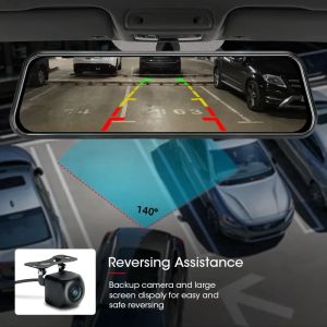 10 polegadas de espelho traseiro Wi -Fi Dash Cam para carros 2k Touch Telas Car Câmera de vídeo DVR DVR Dual para carros de veículo