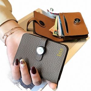 FI Cow Leather Card Bag Women Busin Card Holder With Belt Large Capacity Small Credit Card Busin Wallet R4AX#