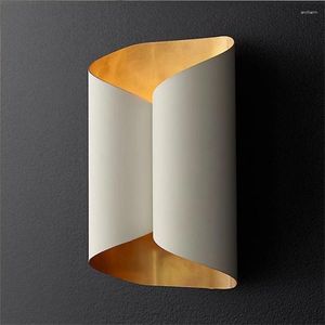 Wall Lamp Post-modern Iron Roll Shade Lamps Living Room White Art Bedside Bedroom Sofa Sconces Lights Study Design Deco Lighting