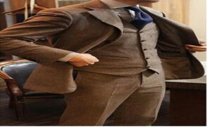 2017 Son Ceket Pantolon Tasarımları Kahverengi Tüvit Erkekler Takım Slim Fit Skinny 3 Parça Smokin Özel Damat Balo Blazer Mens Suits Maskulino1457604