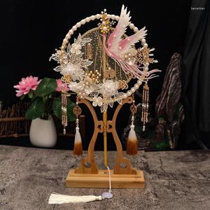 Dekorativa figurer Vintage Chinese Wedding Fan for Women Hand Hålls DIY Handgjorda tillbehör Rumdekor 2024