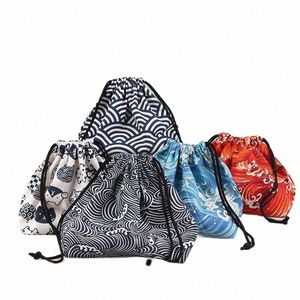 japanese Style Lunch Box Bag Drawstring Lunch Bag Bento Tote Pouch Portable Children Storage Box Travel Tablee Storage Bag 42lI#