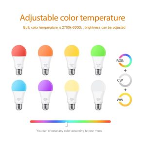 Ewelink WiFi/Zigbee E27 LED -glödlampa RGB CW WW Smart Lamp fungerar med Alexa, Google Home, Alice, SmartThings